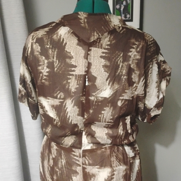 W118 by Walter Baker Abstract Print Faux Wrap Dress Size L in Brown & Cream - Picture 12 of 14